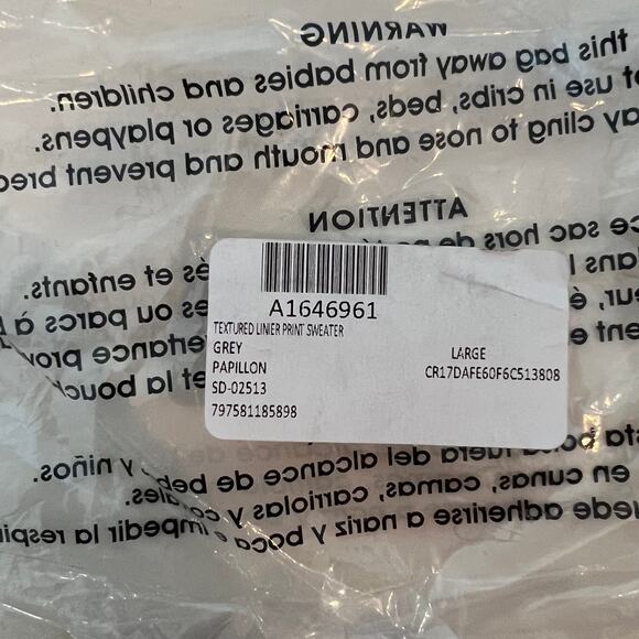 Papillon NEW Textured Liner Print Sweater Dress Grey Size Large - Picture 10 of 15